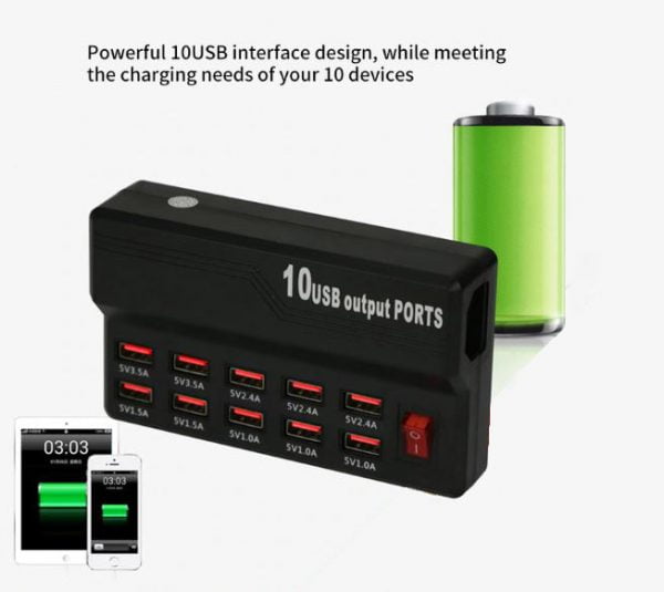 USB 10 Ports Charging Station Socket